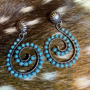 Western scroll turquoise earrings